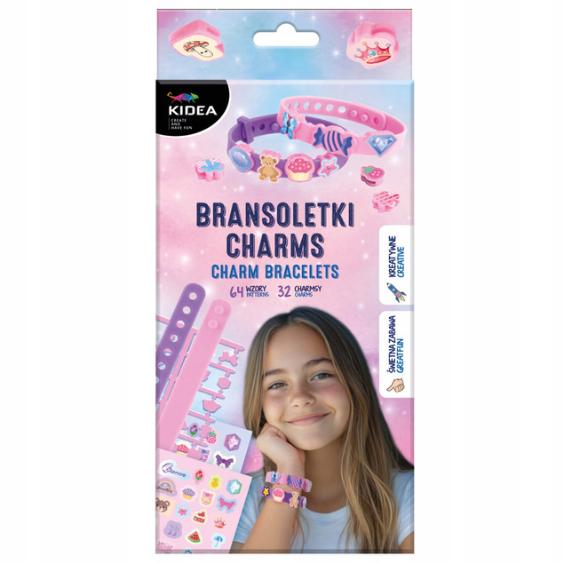 Zestaw bransoletek – 2 szt., 32 charmsy, 64 naklejki