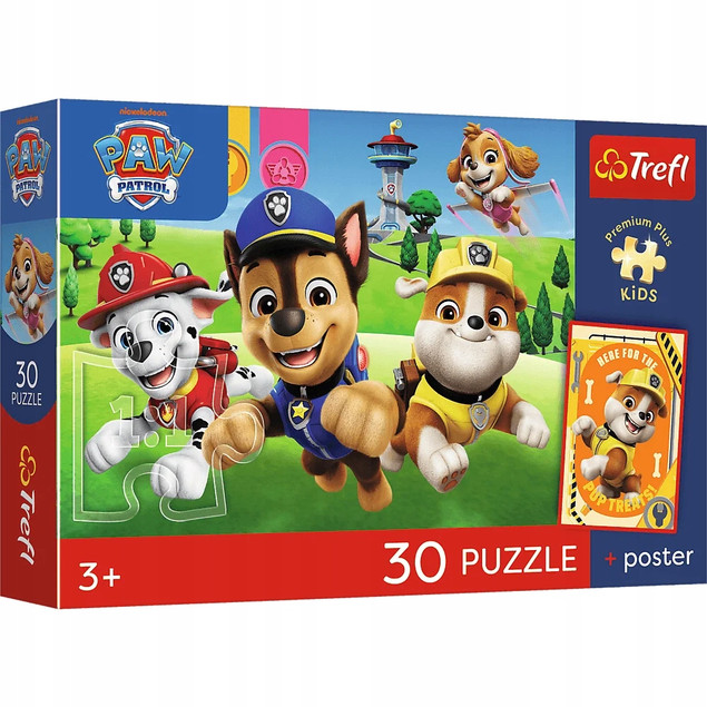 Trefl Puzzle 30 el. Psi Patrol "Psiaki w drodze" + Kolekcjonerski Plakat