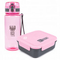 Bidon 500 ml + Śniadaniówka 1200 ml St.Right Pink‑Grey