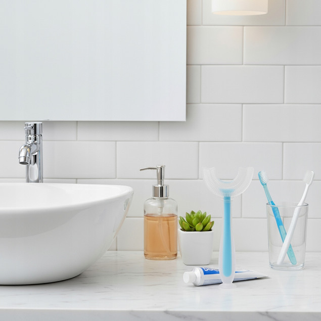 SZCZOTECZKA DO ZĘBÓW DLA DZIECI NIEMOWLĄT 360 W KSZTAŁCIE U SILIKONOWA