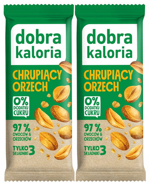2x Fit Zdrowy Baton Chrupiący ORZECH Daktyle Bez Cukru VEGE Dobra Kaloria