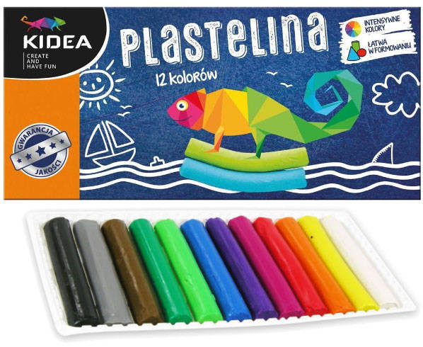 KIDEA FARBY PLAKATOWE 12 KOLORÓW 20ml + Plastelina 12 kolorów