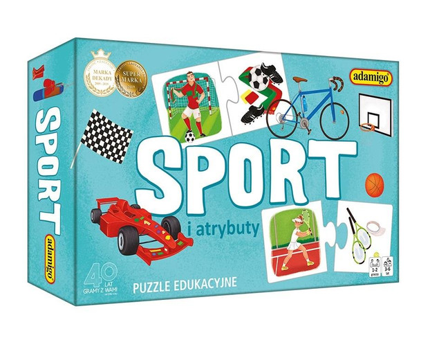 Adamigo Gra Edukacyjna Puzzle "Sport i Atrybuty" 24 elementy