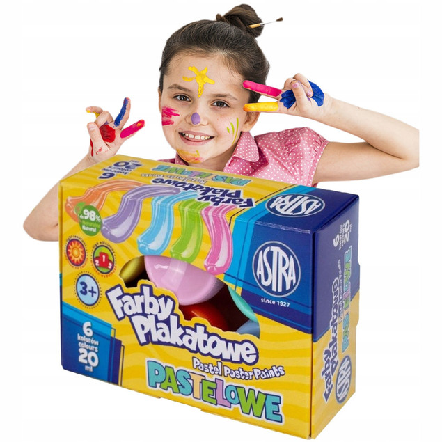 FARBY PLAKATOWE PASTELOWE 6 KOLORÓW 20ML ASTRA