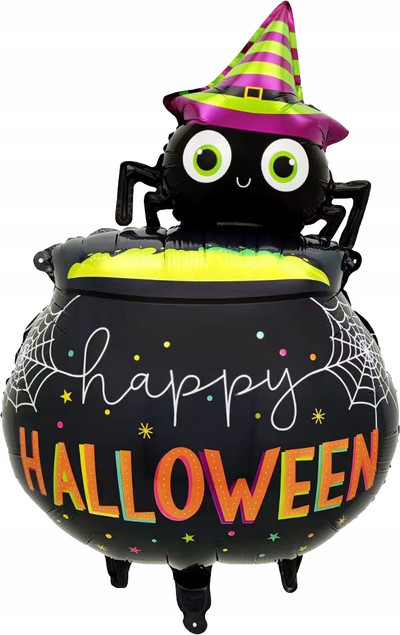 BALON FOLIOWY KOCIOŁ PAJĄK HALLOWEEN 79 x 51 cm