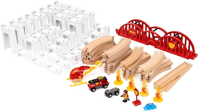 BRIO World Duża Kolejka Drewniana Mega Spirala Straż Pożarna 73el
