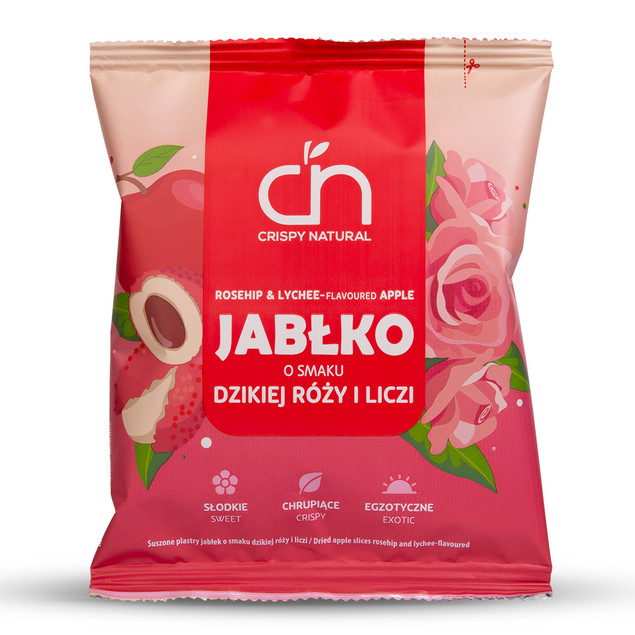 Jabłko o smaku dzikiej róży i liczi suszone chipsy Crispy Natural x2
