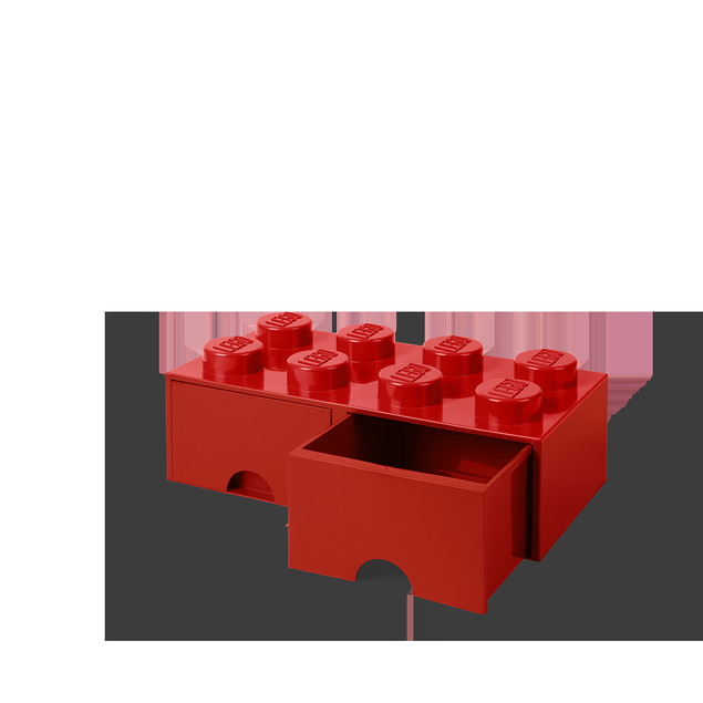 Pojemnik LEGO Czerwony Klocek 8 z 2 Szufladami 50x25x18 cm Organizer na Klocki