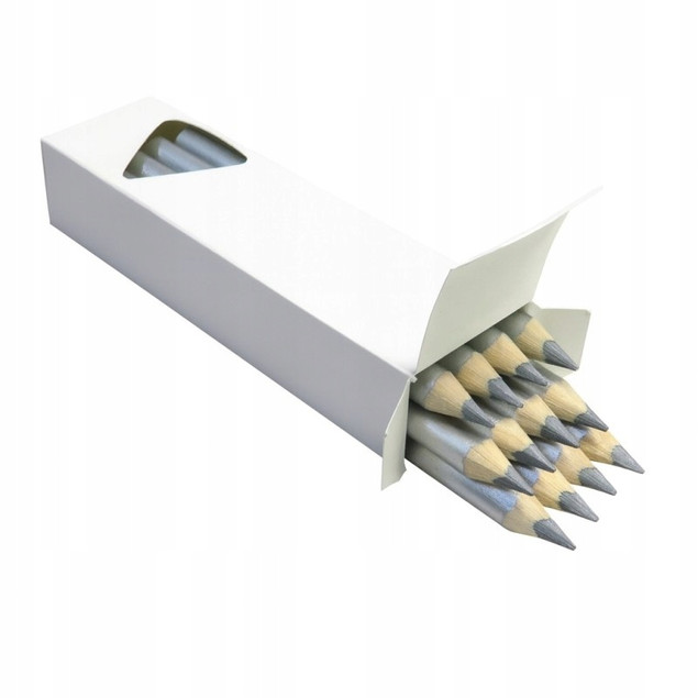 12x Kredki Trójkątne Grube Srebrne Bambino