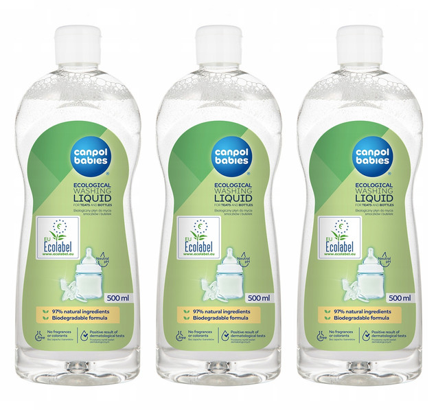 CANPOL Płyn HIPOALERGICZNY Do Mycia Butelek i Smoczków 500ml x3