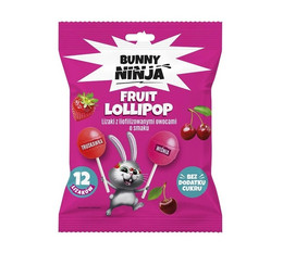 BUNNY NINJA Lizaki Owocowe TRUSKAWKA WIŚNIA Bez Cukry Glutenu 12 x 10g