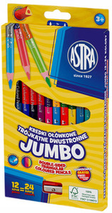Kredki ołówkowe trójkątne dwustronne Jumbo 12=24 - Astra