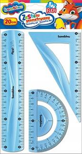 Zestaw geometryczny linijka ekierka kątomierz 20 cm Bambino Flexi