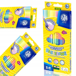 Kredki Ołówkowe PASTELOWE Dwustronne 12/24 Astra