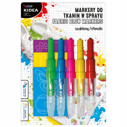 Markery Do Tkanin 5 Kolorów w Sprayu z Szablonami ZWIERZAKI Kidea