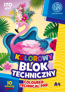 Blok techniczny A4 kolorowy 170g 10 kartek Astra