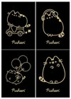 4 X ZESZYT A5, 60 KARTEK, KRATKA Z MARGINESEM, PUSHEEN BLACK, KOTEK KOT