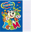 Zeszyt A5 16k dwuliniowy czerwony margines laminowany Bambino