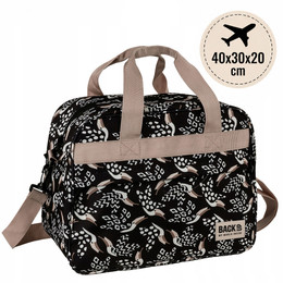Torba podróżna BACKUP 40x30x20 kabinowa Ryanair Wizz Air tukany czarna beż