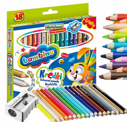 Kredki Grube Ołówkowe Okrągłe Jumbo W Drewnie 18 Kolorów Temperówka