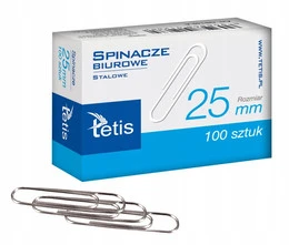 Spinacze Biurowe TETIS Stalowe 25mm 100 szt.