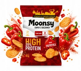 Moonsy Paprykowe Chipsy z Soczewicy 60g Proteinowe Chrupki Bez Glutenu