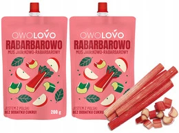 2x OwoLovo Rabarbarowo Mus Jabłkowo-Rabarbarowy Dla Dzieci 200g