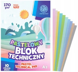 Blok Techniczny PASTELOWY Dla Dzieci Szkoła Plastyka A3 10k 170g Astra