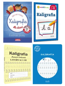 Pakiet 4w1 Kaligrafia dla dzieci klasa 1-3 Ćwiczymy pisanie Zeszyt Ćwiczeń