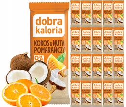 20x DOBRA KALORIA Zdrowy Baton Kokos Pomarańcza Bez Cukru Orzechy VEGE