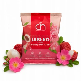 Chipsy jabłkowe dzika róża i liczi 50 g – Crispy Natural