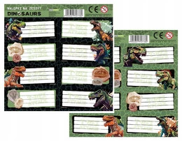 Naklejki Na Zeszyt DINOZAUR Dinozaury 16 Naklejek Derform