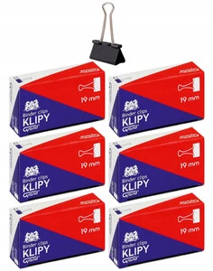 Klipy Do Papieru 19mm Czarne 12 szt Grand x6