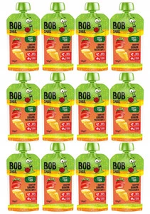 12x BOB SNAIL Smoothie BANAN TRUSKAWKA Bez Dodatku Cukru Mus 120g
