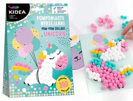 Zestaw Kreatywny POMPONIASTE WYKLEJANKI Jednorożce 300 Pomponów 3+ Kidea