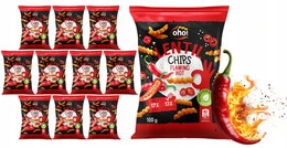 CHIPSY Chrupki z Czerwonej Soczewicy o Smaku FLAMING HOT 100g Oho! x10