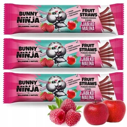 BUNNY NINJA Przekąska owocowa 3 x FRUIT STRAWS jabłko malina 3x16g