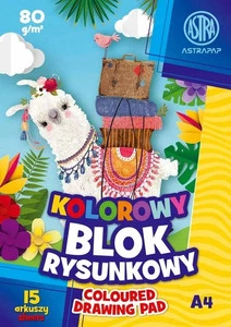 Blok rysunkowy barwiony w masie A4 80g 15k wielokolorowy Astra