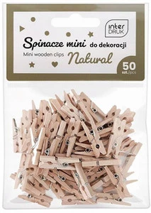 MINI SPINACZE KLAMERKI DREWNIANE 50 szt. NATURAL INTERDRUK