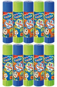 10x Klej w Sztyfcie Szkolny Biurowy Mocny Zmywalny Bezbarwny 15g Bambino