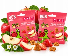 2x BOB SNAIL Żelki Owocowe JABŁKO TRUSKAWKA Bez Dodatku Cukru 2x 20g (40g)