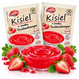 Kisiel Truskawkowy BEZ CUKRU o smaku Truskawki Bezglutenowy CELIKO 40g x2