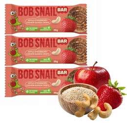 BOB SNAIL Batonik JABŁKO TRUSKAWKA NEROWCE QUINOA Bez Dodatku Cukru 35g x3