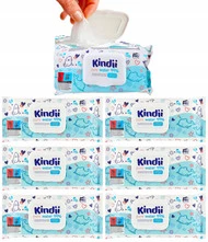 KINDII Chusteczki NAWILŻANE Pure Water WODNE Bez Perfum z Klapką 60 szt. x7