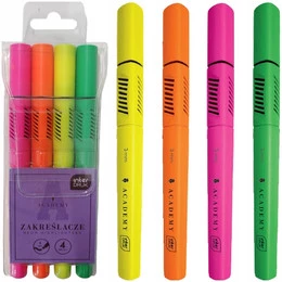 Zakreślacze NEONOWE 4 Kolory 3 mm Mazaki Pisaki Interdruk Academy