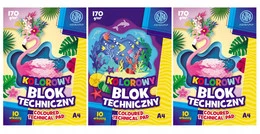 Blok techniczny kolorowy Astra A4, 10 kartek, 170g
