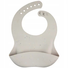 CANPOL Śliniaczek Śliniak Sylikonowy Z Kieszonką Szary Kropki 4M+ 51/029