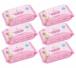 BOCIOLAND Delikatne Chusteczki Nawilżane Dla Dzieci 99% Wody 60szt. x6