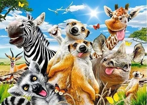 PUZZLE 260 UKŁADANKA ZWIERZĘTA AFRYKI SAFARI ZEBRA ŻYRAFA SELFIE 8+ CASTOR