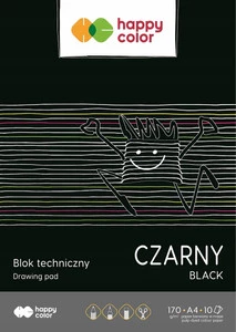 Blok Techniczny CZARNY A4 170g 10ark Happy Color